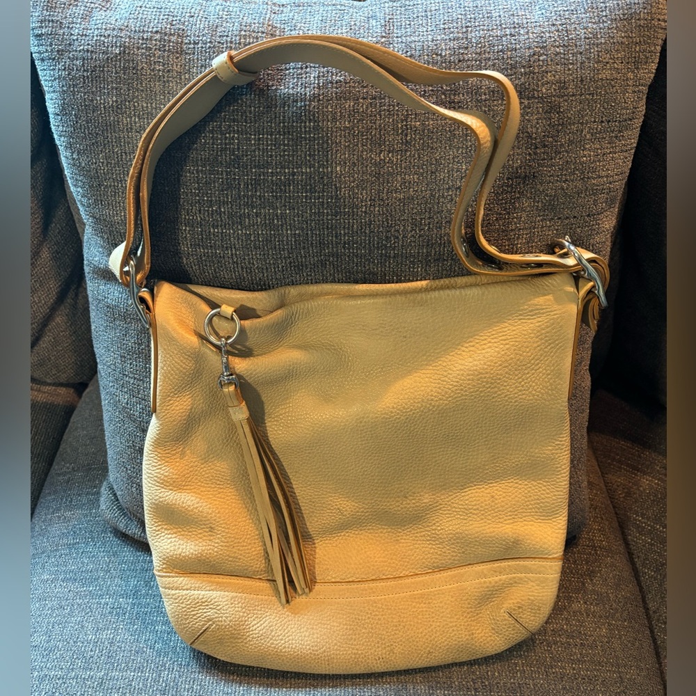 Coach Legacy Large Hobo 3790 Ivory Pebbled Leather Shoulder Bag Tassel